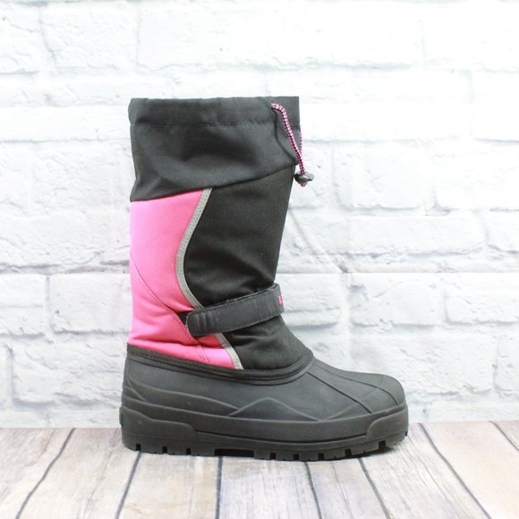 LL Bean Girl's Black Pink Pull On Northwoods Insulated Winter Boots Size 7 - Picture 2 of 11